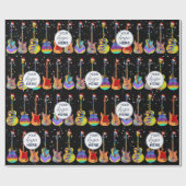 Papier Cadeau Logo d'entreprise personnalisé Noël de guitare (Plat)