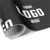 Papier Cadeau Logo d'entreprise personnalisé - Noir (Coin rond)