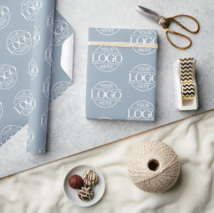 Papier Cadeau Logo d'entreprise personnalisé scandinave bleu mar