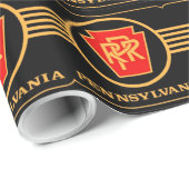 Papier Cadeau Logo du chemin de fer de Pennsylvanie, noir et or (Coin rond)