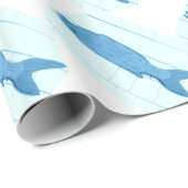 Papier Cadeau logo en diagonale de poisson bleu (Coin rond)