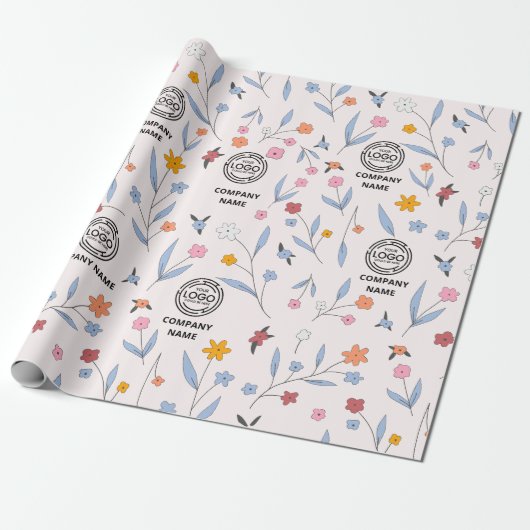 Papier Cadeau Logo fantaisiste pour une entreprise florale Bloom (Déroulé)