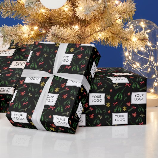 Papier Cadeau Logo Marqué Festive Holiday Business Company (Vacances)