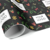Papier Cadeau Logo Marqué Festive Holiday Business Company (Coin rond)
