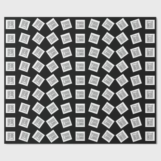 Papier Cadeau Logo ou motif d'image unique | Noir (modifiable) (Plat)