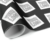 Papier Cadeau Logo ou motif d'image unique | Noir (modifiable) (Coin rond)
