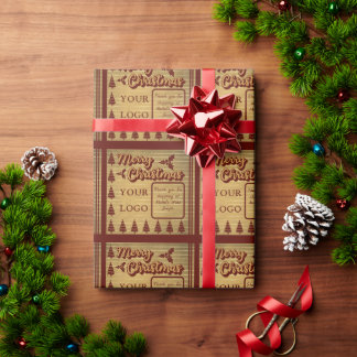 Papier Cadeau Logo ou texte photo de Noël de style rétro vintage