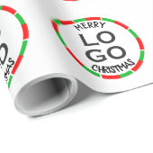 Papier Cadeau Logo Personnalisé Joyeux Noël Swirl Candy (Coin rond)