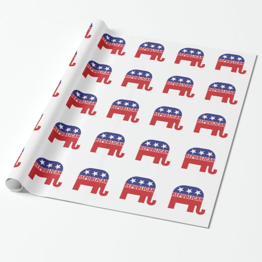 Papier Cadeau Logo républicain d'éléphant (Déroulé)