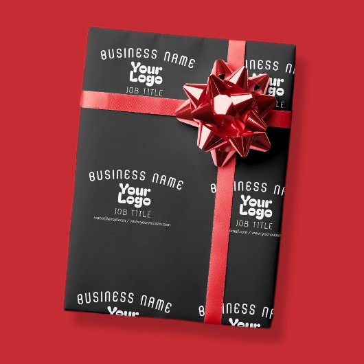 Papier Cadeau Logo Rétro-Moderne Noir & Blanc (modifiable)