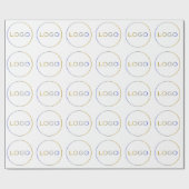 Papier Cadeau Logo Rond Entreprise Simple Blanc Grand (Plat)
