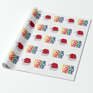 Papier Cadeau Logo Simple Entreprise Noël Chapeau de Père Noël