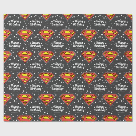 Papier Cadeau Logo Superman Personnalisé Joyeux anniversaire (Plat)