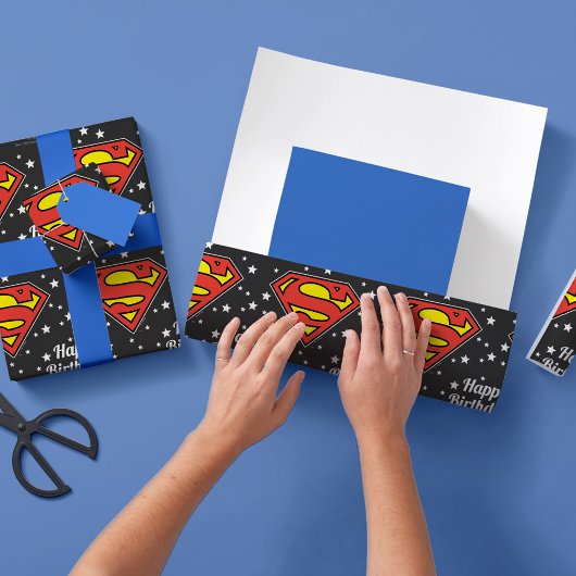 Papier Cadeau Logo Superman Personnalisé Joyeux anniversaire