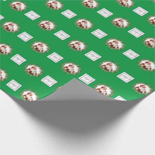 Papier Cadeau Logo vert Noël Santa Cadeaux Entreprise de motifs (Coin)
