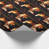 Papier Cadeau Logs dans la cheminée Photographie de feu chaud (Coin)