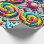 Papier Cadeau Lollipopes arc-en-ciel et bonbons enveloppés dans (Coin)