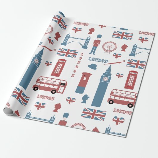 Papier Cadeau Londres Angleterre Big Ben English Drapeau Garde d (Déroulé)
