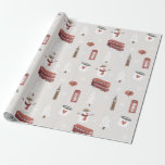 Papier Cadeau Londres Angleterre British Christmas Wrapper Paper<br><div class="desc">Papier d'emballage britannique Londres Angleterre mignon et cosy avec des tasses douillettes,  des bonbons de neige et des icônes londoniennes.</div>