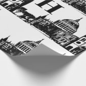 Papier Cadeau Londres Angleterre Élégant Monogramme noir blanc (Coin)