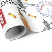 Papier Cadeau Londres Angleterre Queens Guard Motif anglais Wrap (Coin rond)