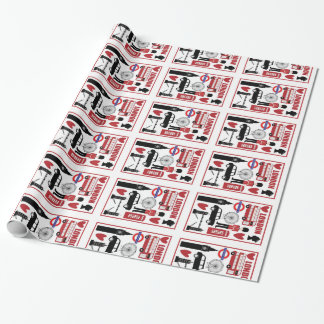 Papier Cadeau Londres Royaume-Uni Icônes Cadeau, Rouge, Noir, Un