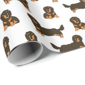 Papier Cadeau Long Haired Dachshund (Coin rond)