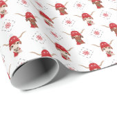 Papier Cadeau Longhorn en Red Ski Casquette et Motif Scarf (Coin rond)
