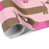 Papier Cadeau Longue illustration mignonne de teckel (Coin rond)