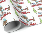 Papier Cadeau Longue pour Noël-Dachshund (Coin rond)