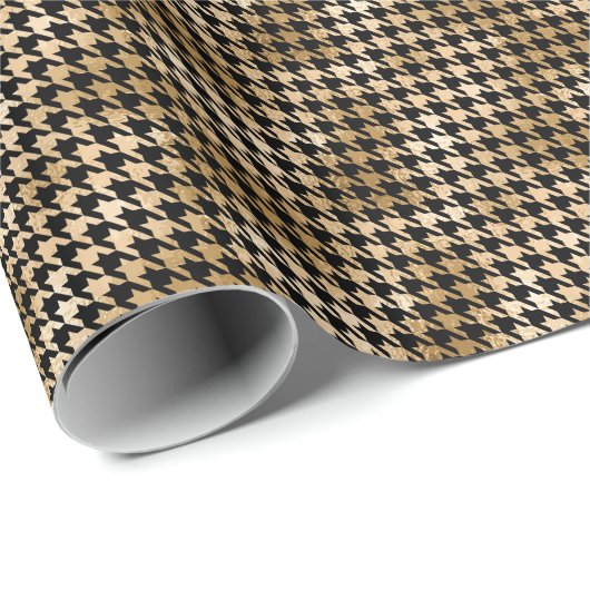 Papier Cadeau L'or métallique accroche la dent, motif de mode. (Coin rond)