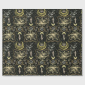 Papier Cadeau L'or perd un motif croissant sans soudure. Golden  (Plat)