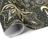 Papier Cadeau L'or perd un motif croissant sans soudure. Golden  (Coin rond)