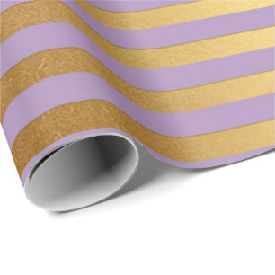 Papier Cadeau L'or pourpre de prune de Lavande barre des lignes