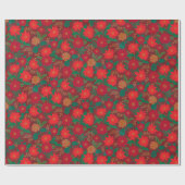 Papier Cadeau L'or rouge de la floraison de Noël Poinsettia (Plat)
