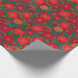 Papier Cadeau L'or rouge de la floraison de Noël Poinsettia