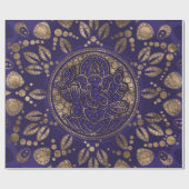 Papier Cadeau Lord Ganesha Dot Art Purple et Or (Plat)