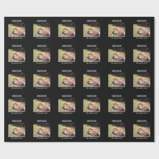 Papier Cadeau L'Orégon l'état de castor (Plat)