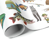 Papier Cadeau Lot D'Articles De Pêche Papier D'Emballage Motif (Coin rond)