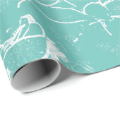 Papier Cadeau Lot de floral blanc transparent - sarcelle (Coin rond)