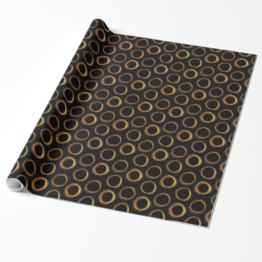 Papier Cadeau Lot Éclipsez Mid-Century Modern Black et Gold (Déroulé)