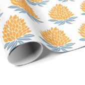 Papier Cadeau Lotus FLowers Bleu Orange cadeau de vacances (Coin rond)