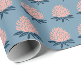 Papier Cadeau Lotus FLowers cadeau de vacances Blue Pink