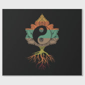 Papier Cadeau Lotus Mandala Yin Yang Géométrie Sacrée Spirituel (Plat)