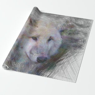 Papier Cadeau loup animal artistique