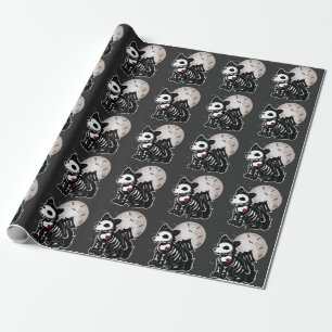 Papier Cadeau Loup Anime Emo Goth Edge Squelette Halloween Chien