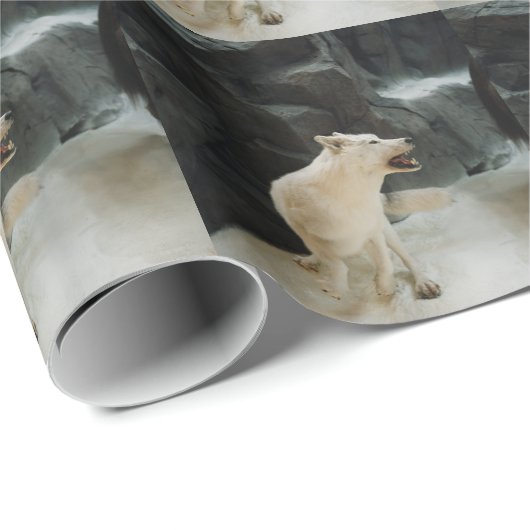 Papier Cadeau Loup blanc (Coin rond)