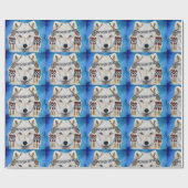 Papier Cadeau Loup Blanc (Plat)