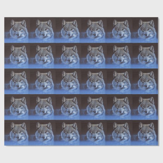 Papier Cadeau Loup bleu (Plat)