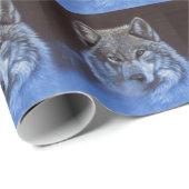 Papier Cadeau Loup bleu (Coin rond)